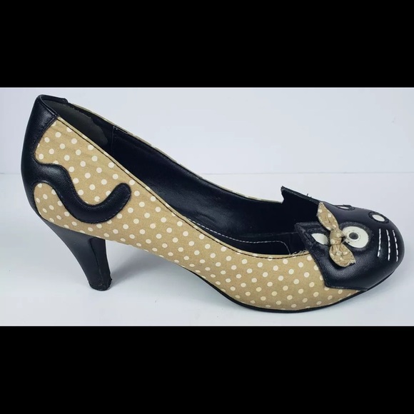 Rare 2013 TUK Tan Kitten Kitty Cat Heels Pumps Size 9 Meow Cat Anti Pop Shoes - Picture 14 of 14
